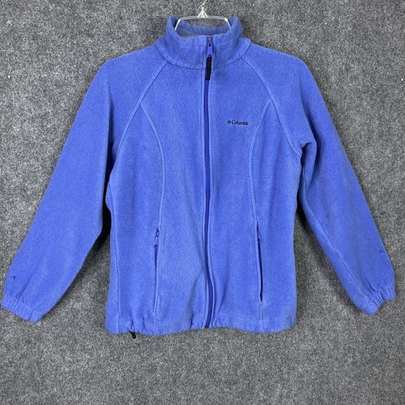 Columbia Fleece Zip Front Jacket Women Size S High Neck Zip Pockets Blue - Picture 6 of 10